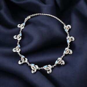 Vintage Duane Necklace Choker Gold Tone Statement Blue Rhinestone 15"